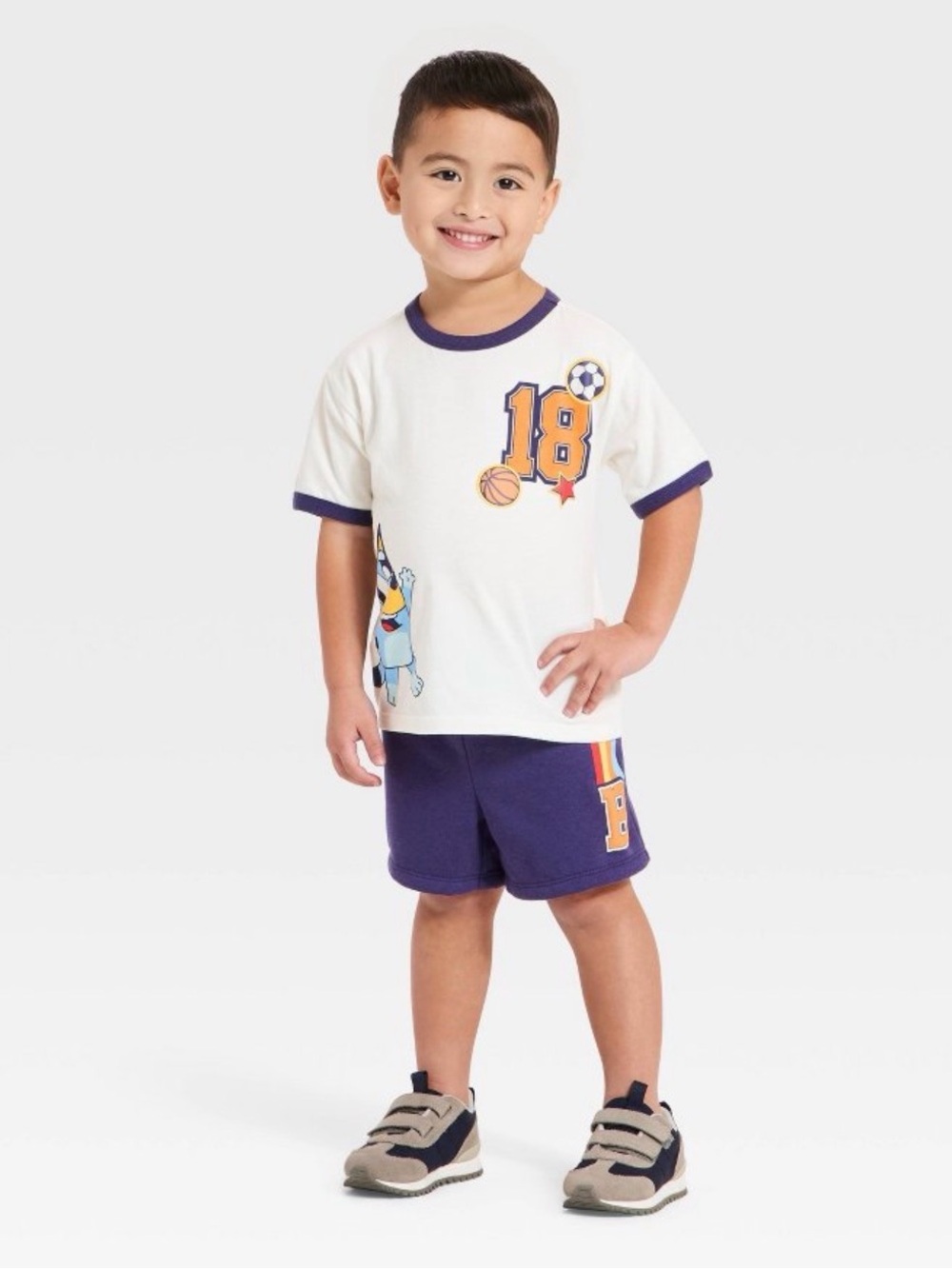Toddler Boys' 2pc Bluey Athletic T-Shirt & Shorts Set - White 4T BNWT